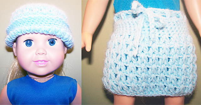 Skirt & Matching Winter Hat For 18" Doll