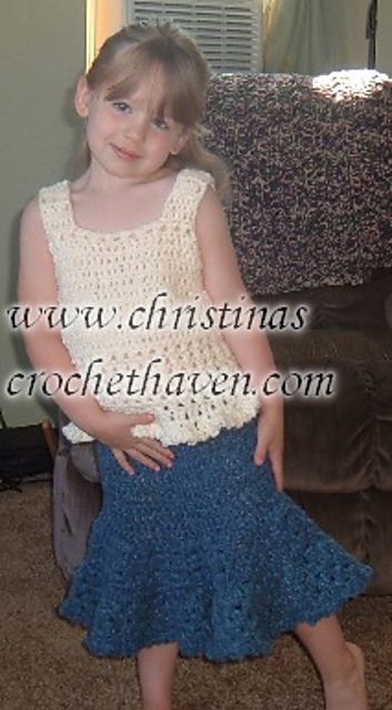 Cream Plush Tank Top and Blue Plush Skirt