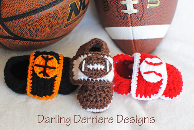 Sports Booties Baseball, Football, and Basketball