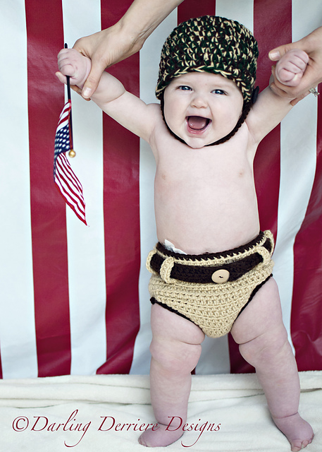 Army Helmet and Khaki Diaper Cover