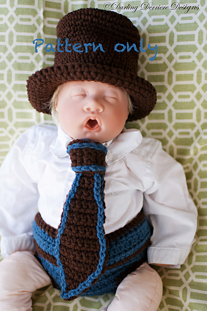 Top Hat, Tie, and Button Strap Diaper Cover