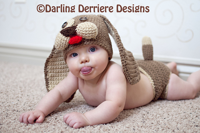 Baby Puppy Crochet Hat and Diaper Cover