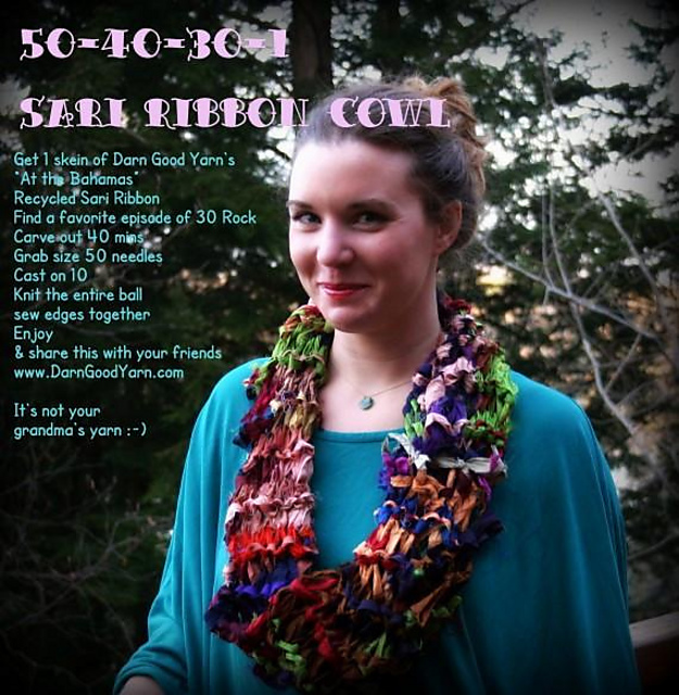 50-40-30-1 Recycled Sari Ribbon Cowl