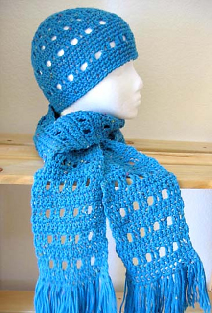 Open Block Scarf and Hat Set