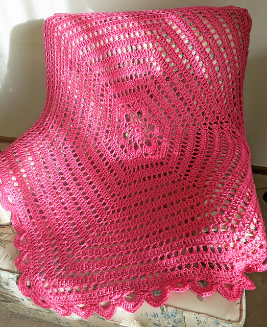 Rosy Star Shawl or Throw