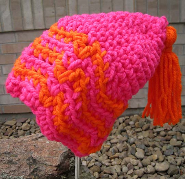 Bulky Chevron Tassel Hat