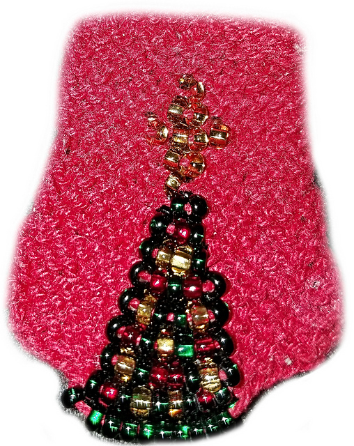 Beaded Christmas Tree Pin