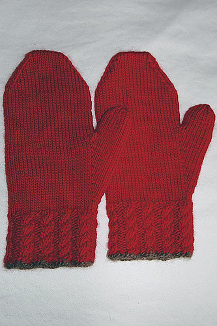 Mittens with Cabled Ribs