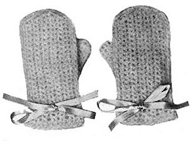 Angora Crochet Mittens #605