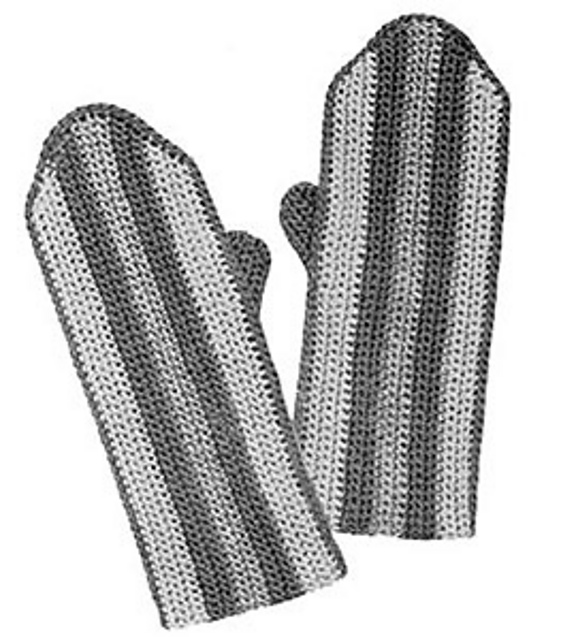 Girls Striped Crochet Mittens #622