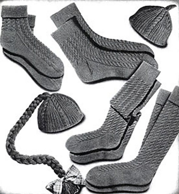 Cable Socks and Calots Set #376