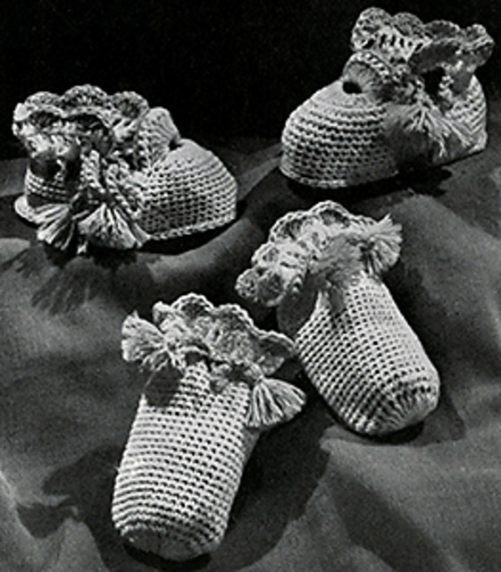 Cap, Bootees, and Mittens Set #5345