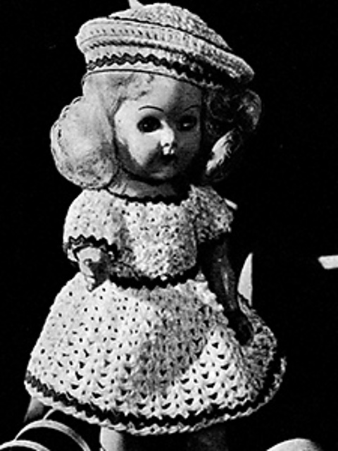 Crocheted Doll Dress, Panties and Hat