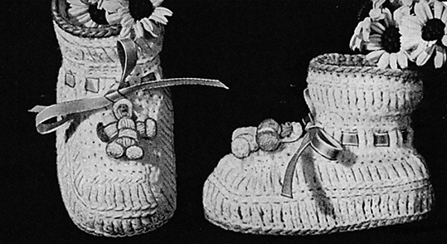 Crocheted Booties with Doll Trim