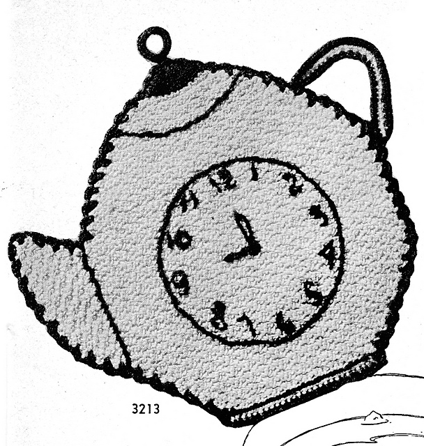 Teapot Clock Potholder #3213