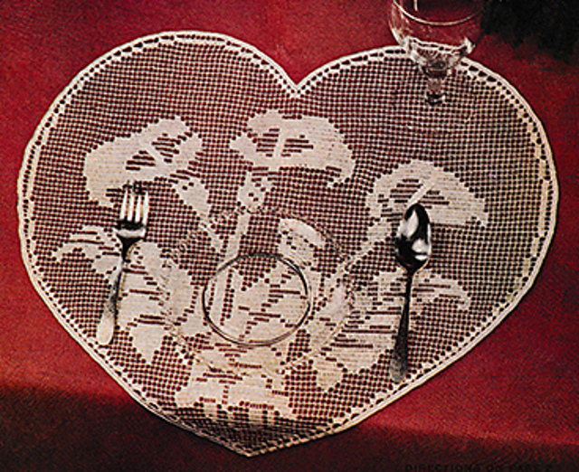 Hearts and Flowers in Shadow Filet Placemat #1