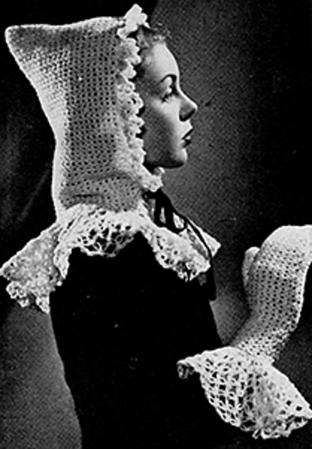 Crocheted Hood and Mitts #4807
