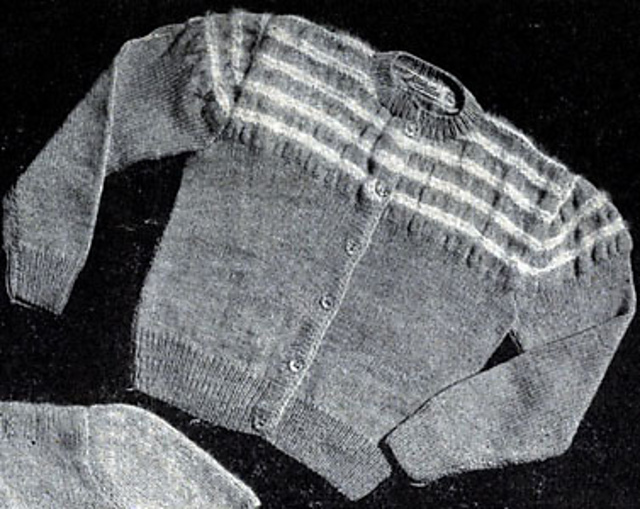 Cardigan with Pleated Angora Yoke #148