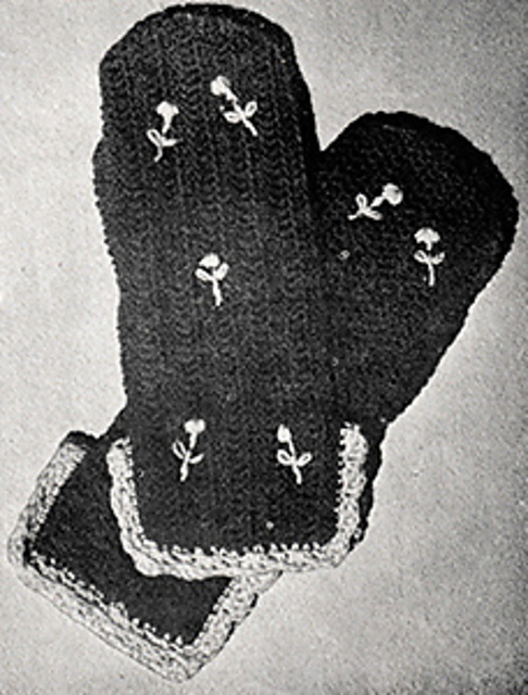 Ladies' Mittens with Embroidery #127