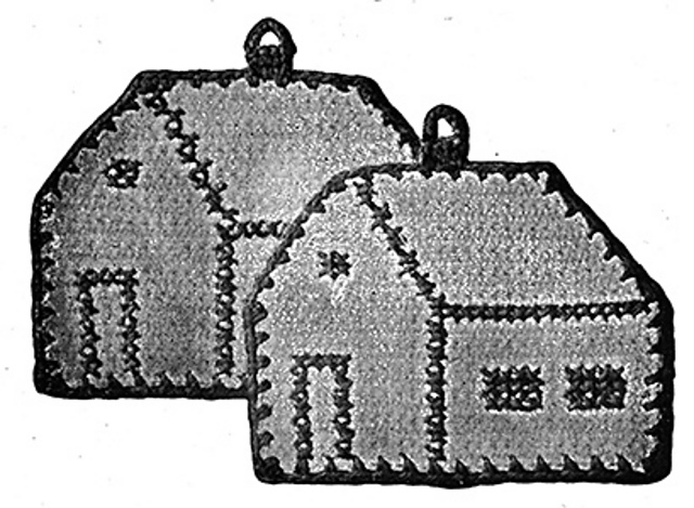 Cross Stitched Cottage Pot Holder