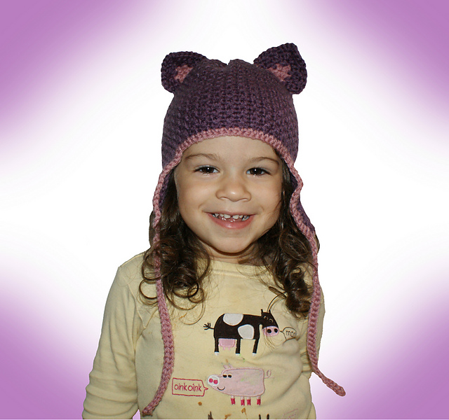 Ravelry Kitty Cat Ear Flap Hat pattern by Deja Joy