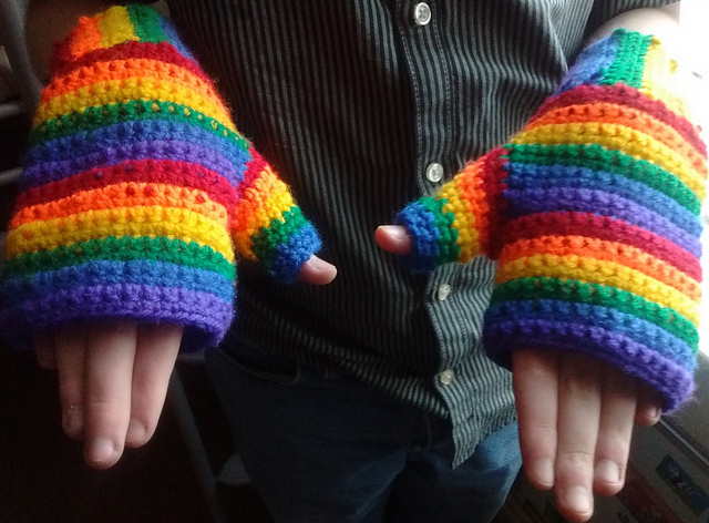 Rainbow Fingerless Gloves