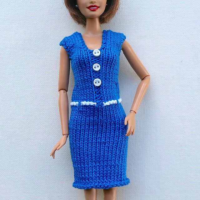 #1077 Blue Dress w White Belt