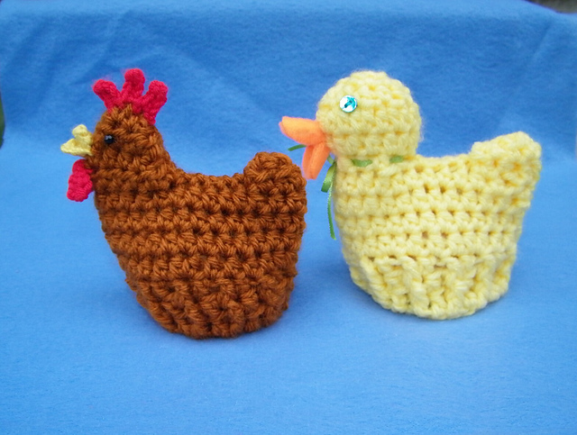 Crocheted Chicken and Duck Easter Cozies