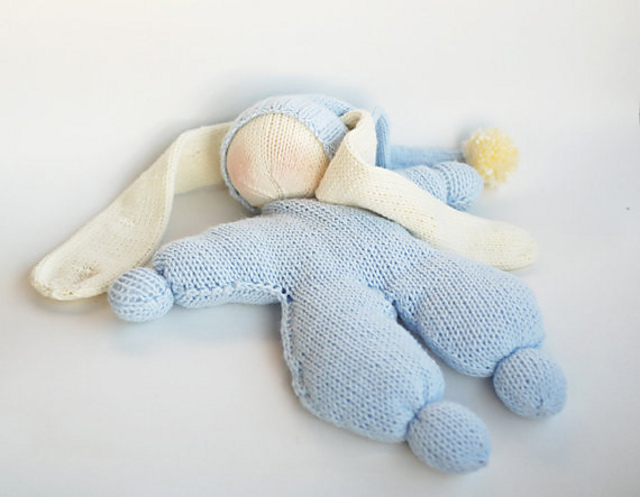 Waldorf knitted Rabbit doll for small babies