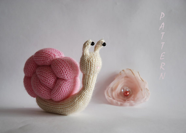 Romantic Pink Snail - (knitted round)