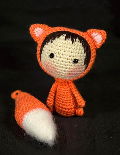 Orange Fox Doll with removable tail. Crochet