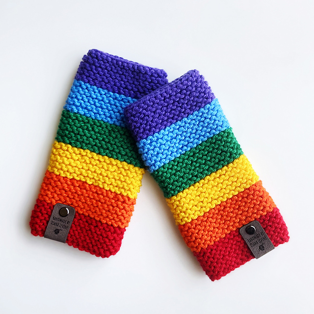 Rainbow Garter Stitch Fingerless Gloves
