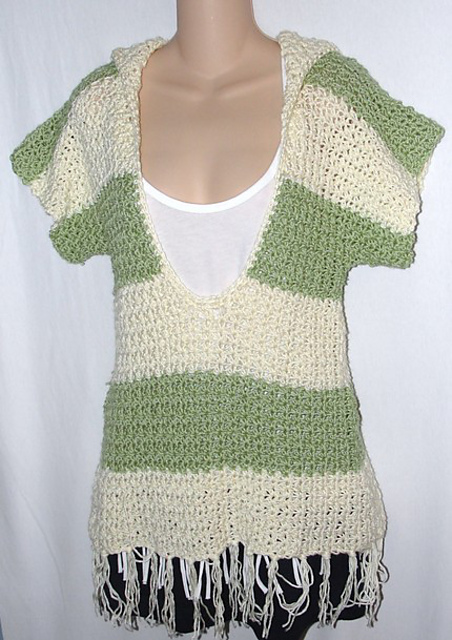 Hooded Pullover Fringe Sweater