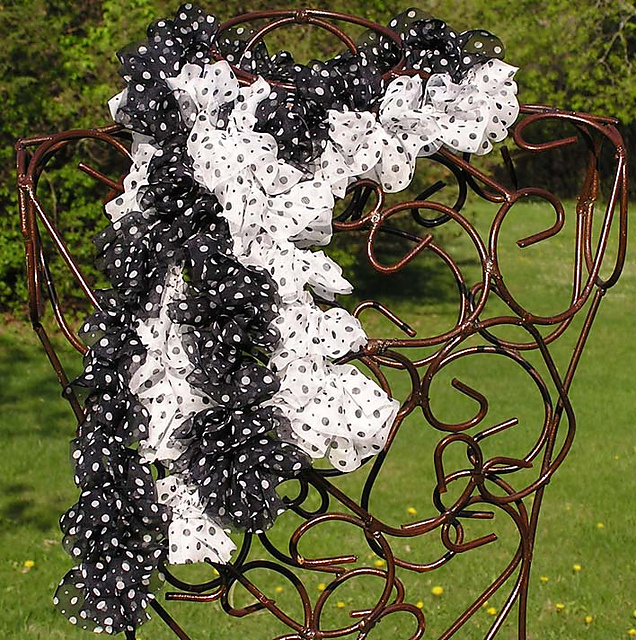 Three Fabric Crocheted Ruffled Scarves