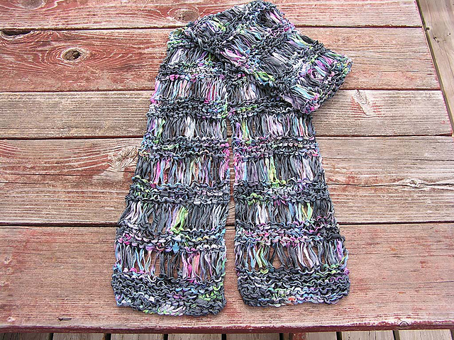 Ribbon Yarn Drop Stitch Scarf