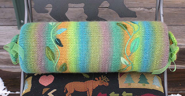 Bolster Pillow with Needle Felted Embellishments