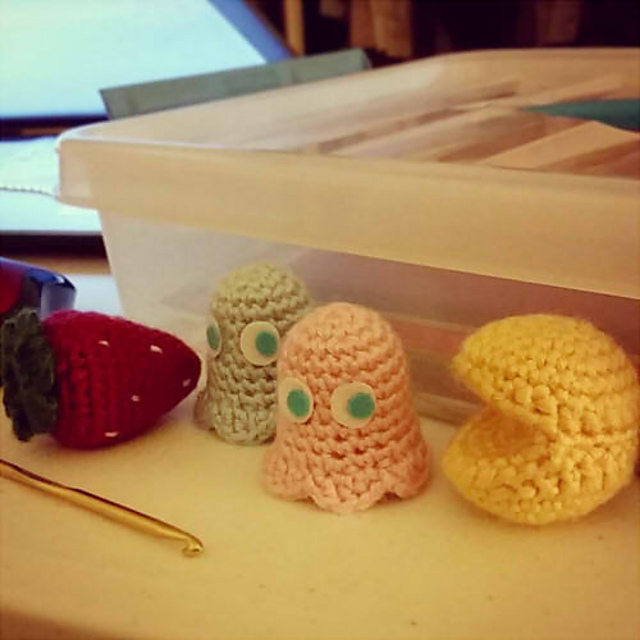 Pacman and ghosts amigurumi