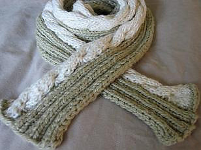 Rib and Cable Quartet: Single Cable Scarf