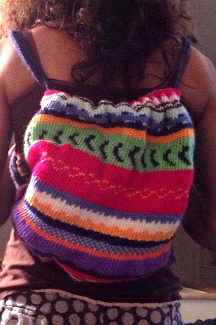 The Knitted-Striped Drawstring Bag