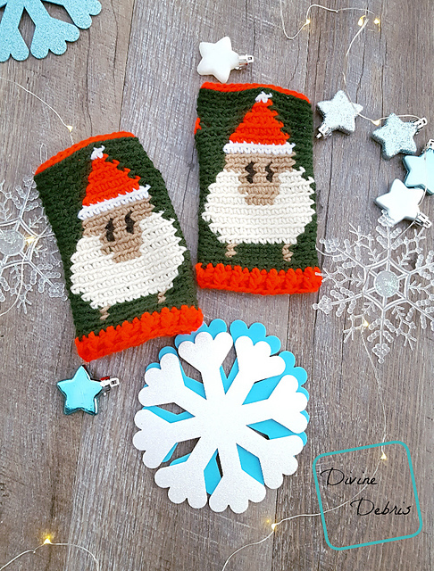 Sheep in Santa Hats Fingerless Gloves