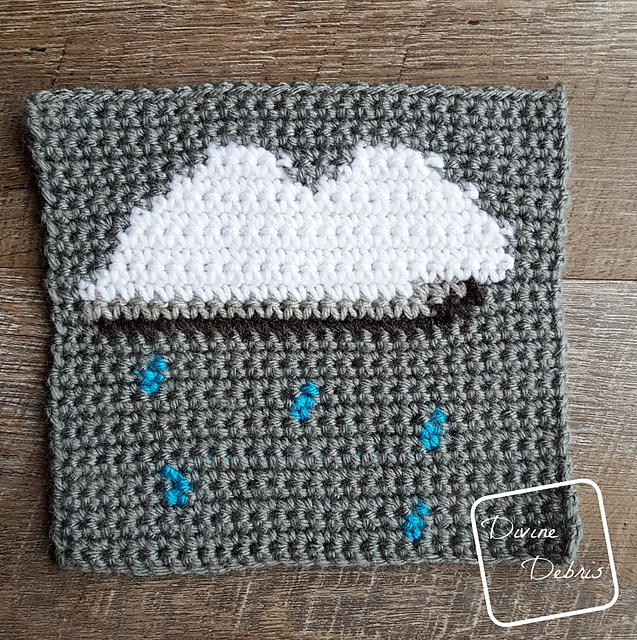 8" Tapestry Rain Cloud Afghan Square