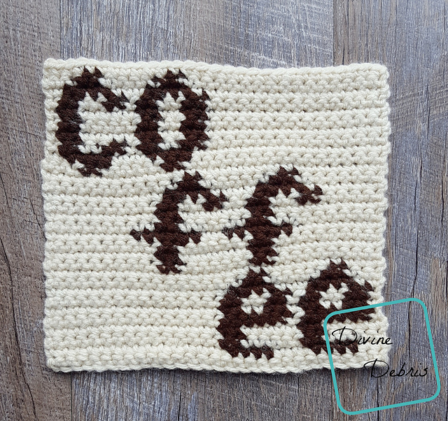 8" Tapestry Coffee Afghan Square