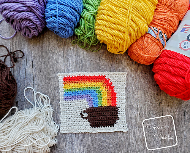 8″ Tapestry Rainbow and Coffee Afghan Square