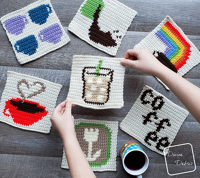 8″ Tapestry Iced Coffee Afghan Square