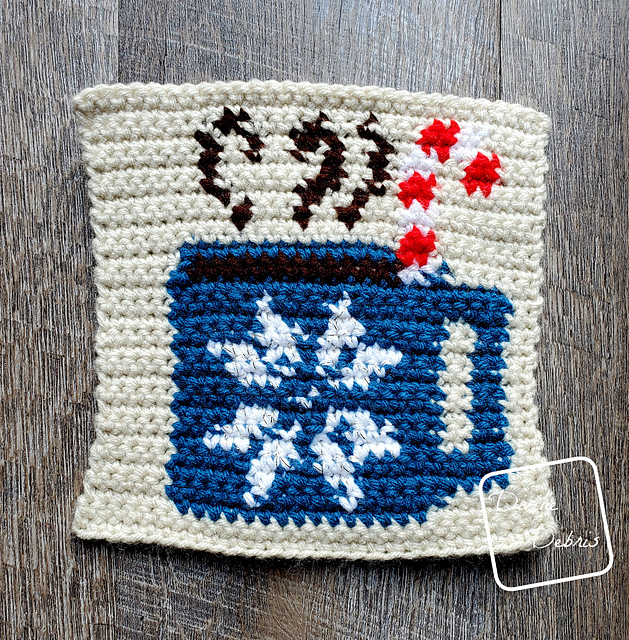 8″ Tapestry Peppermint Latte Afghan Square