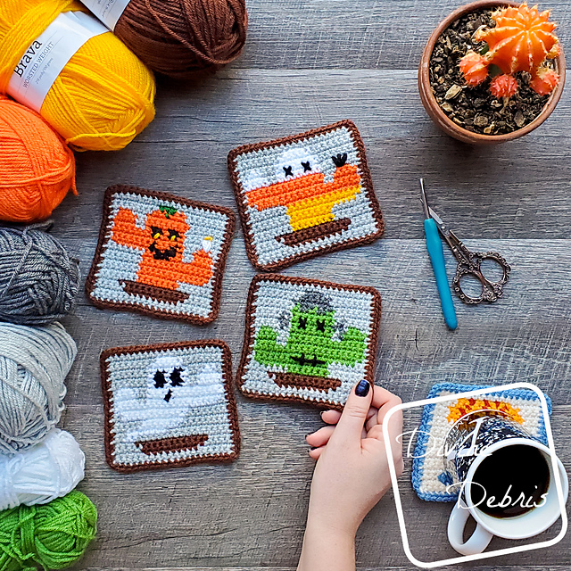 Halloween Cactus Coasters