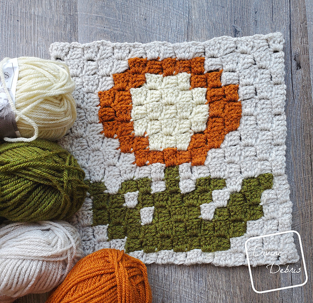C2C Mum Flower Afghan Square