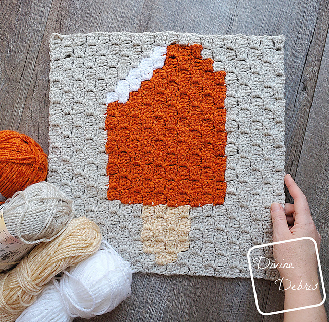 C2C Orange Creamsicle Afghan Square