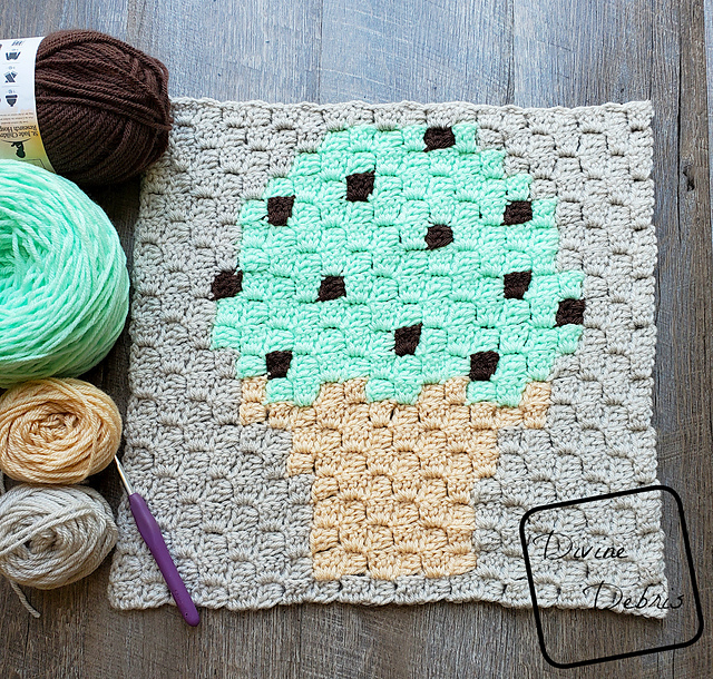 C2C Ice Cream Cone Afghan Square