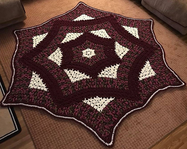 Hexagon Plum Kaleidoscope Afghan